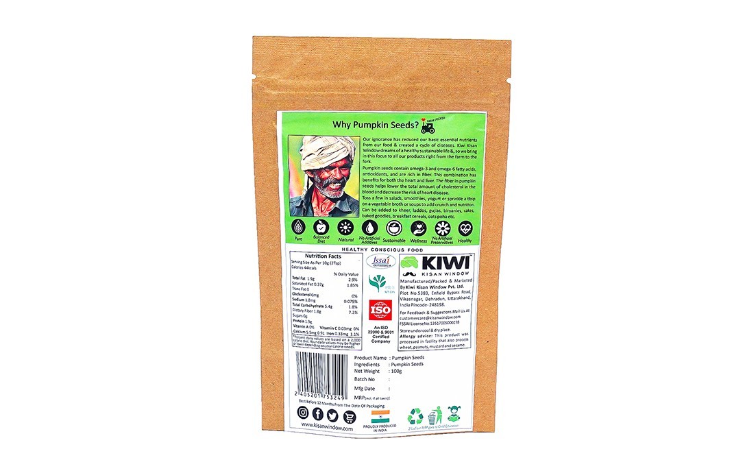 Kiwi Kisan Window Pumpkin Seeds    Pack  100 grams